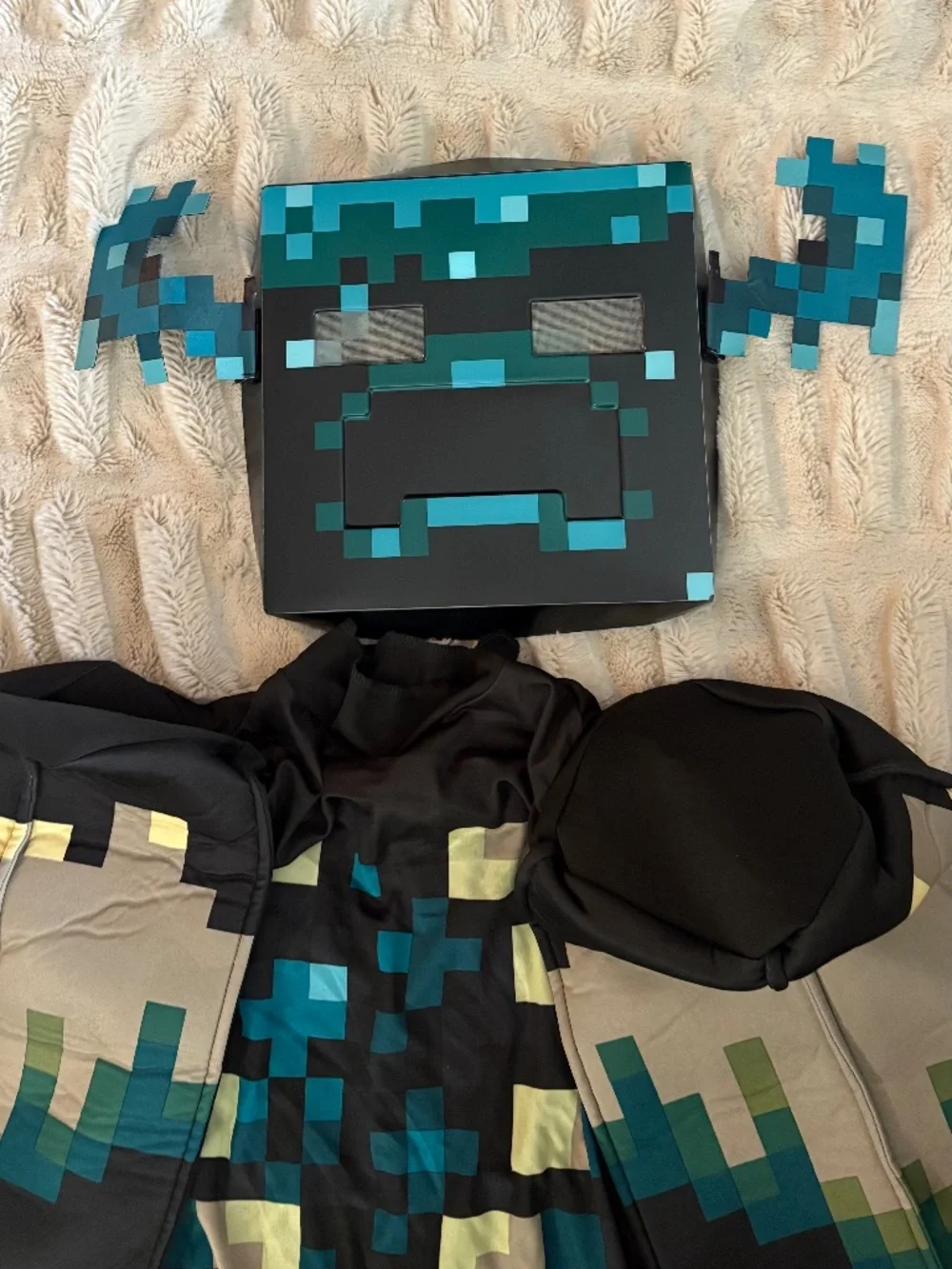 Minecraft Warden Deluxe Costume Kids Size 8 With Mask Halloween